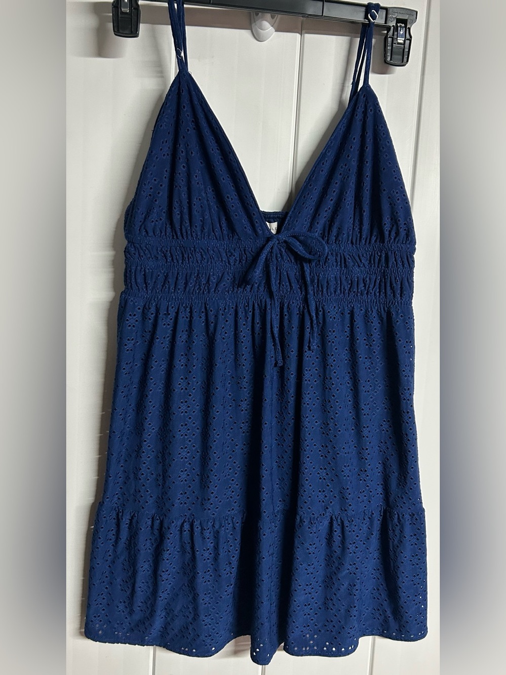 Aéropostale Women's Navy Eyelet Tie-Front Camisole Dress